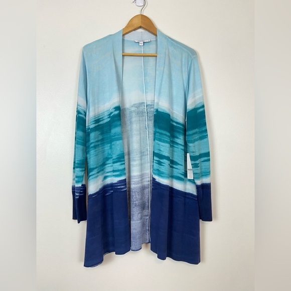 NWT Chico’s OCEAN Spun Rayon Ombre Hanky Hem Cardigan - Picture 4 of 9